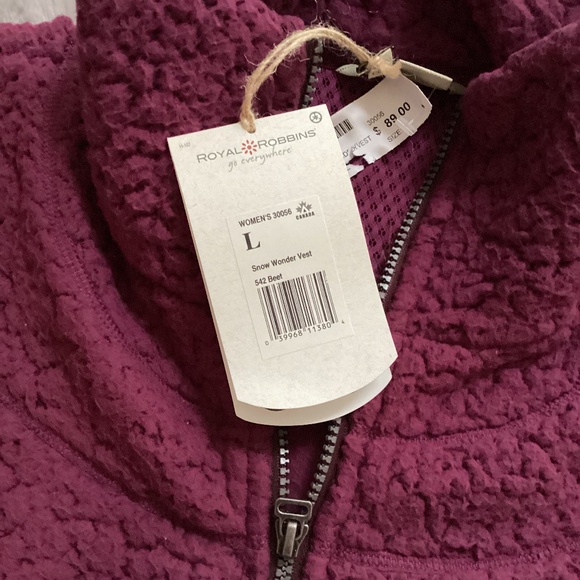 NWT Royal Robbins Snow Wonder fleece vest size L color beet - Picture 4 of 8